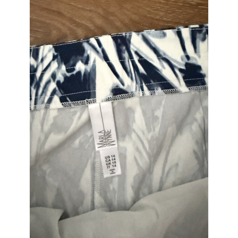 Marla Wynne Flatter Fit Stretch Capri Trousers Indigo/Cloud Pattern Size 14 NWOT - Picture 2 of 4